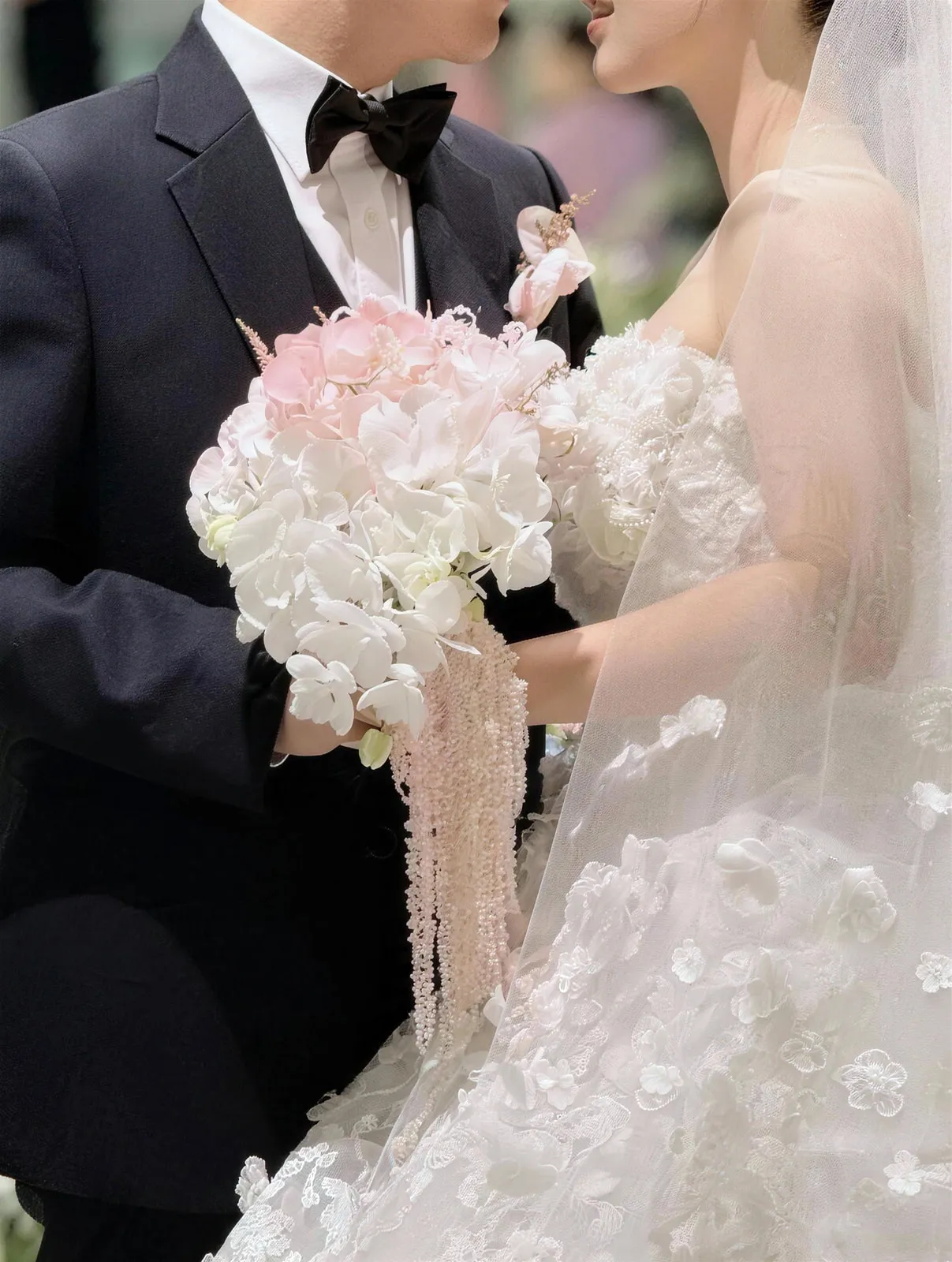 핑크 호접 드롭 본식부케